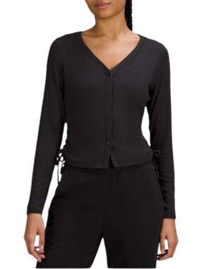 Lululemon Side-Cinch Ribbed Cardigan Black Womens Size Small